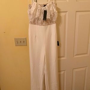 Lulu's small white lace jumpsuit new with tags